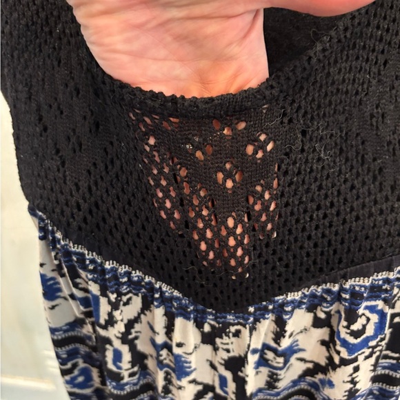 Lucky Brand Aztec Crochet Strap Maxi Dress With Tie Waist Tassels Sz medium - Picture 8 of 13